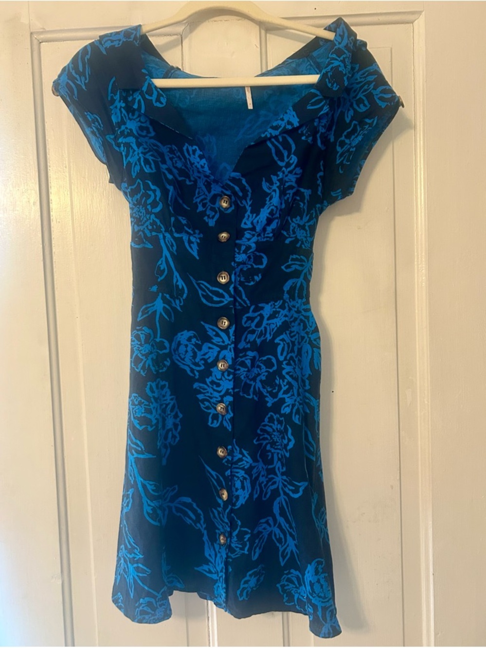 Free People Blue Floral Button-Down Midi Dress